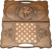 Нарды резные &quot;Тигр&quot; с ручкой 50, Haleyan