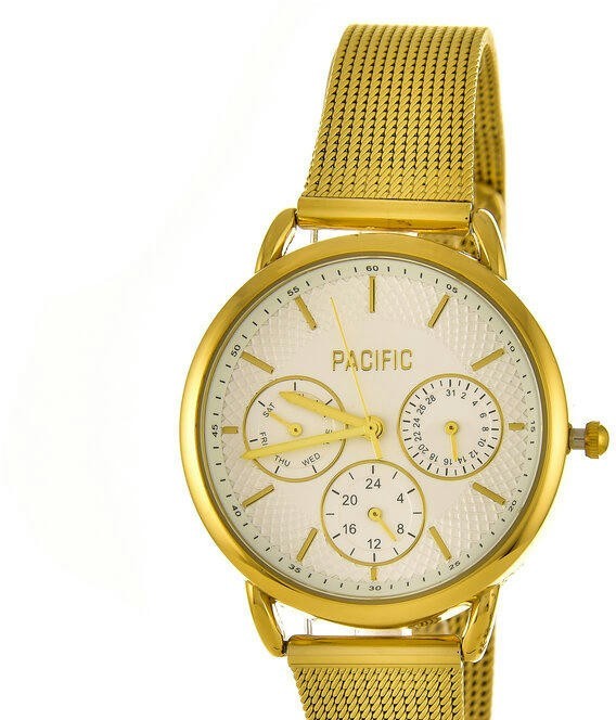 Наручные часы pacific x6180-5 корп-золот циф-бел/желт сетка