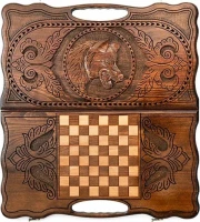 Нарды резные &quot;Волк&quot; с ручкой 60, Haleyan