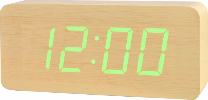 Сетевые часы vst865-4 зел цифры (светло-корич)+блок