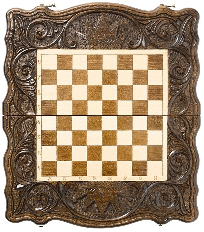 Шахматы + нарды резные "Корона" 40, Haleyan