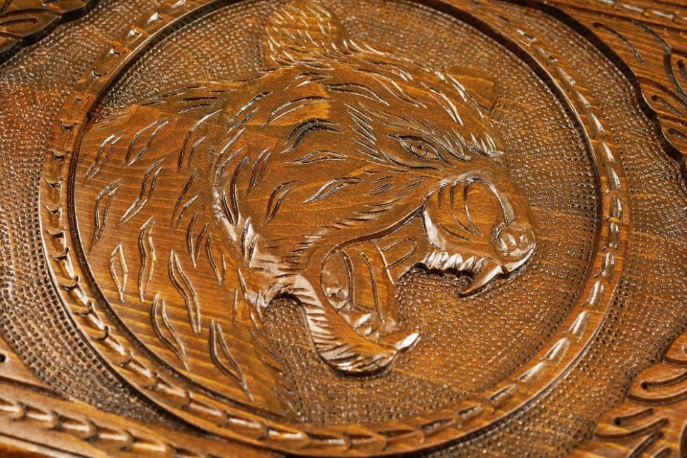 Нарды резные "Тигр" с ручкой, Haleyan