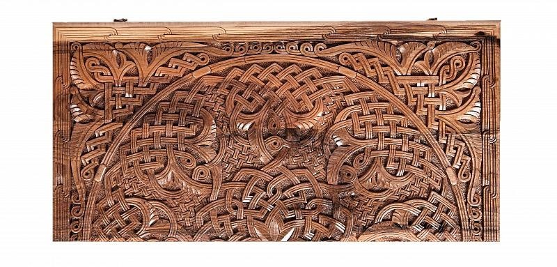 Нарды резные "Орнамент 3" с цельным рисунком, Mkhitaryan