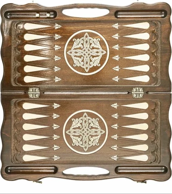 Нарды резные "Армянский узор 11" с ручкой 60, Haleyan