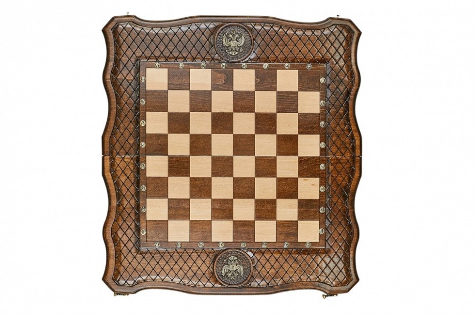 Шахматы + нарды резные "Герб РФ" 60, Haleyan