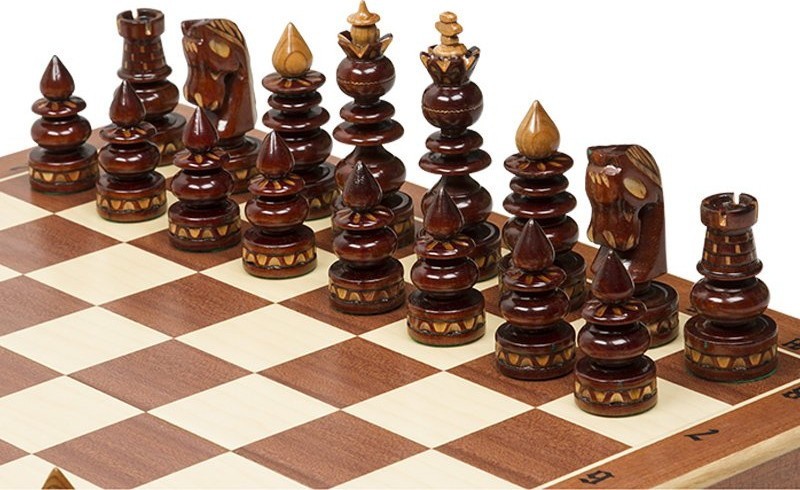 Шахматы "Византийские" 58 см маркетри, Madon (деревянные, Польша)