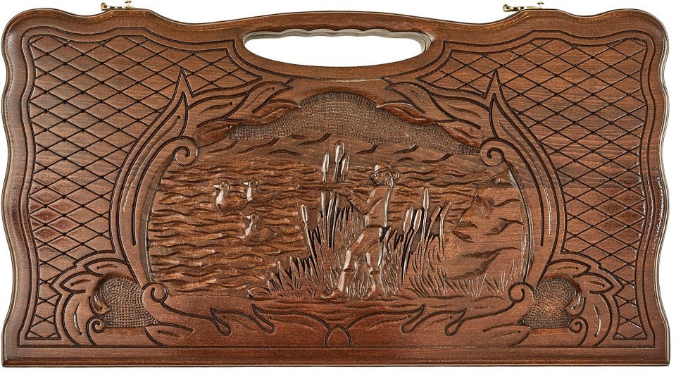 Нарды резные "Охота", с ручкой, Haleyan