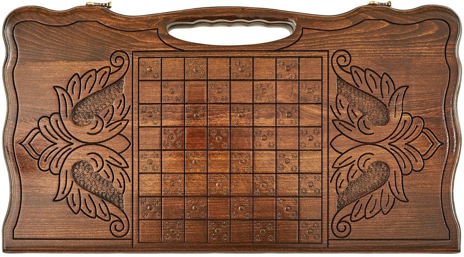 Нарды резные "Охота", с ручкой, Haleyan