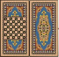 Нарды + Шашки Сирия Голубые большие (Россия, дерево, 60 см), Partida