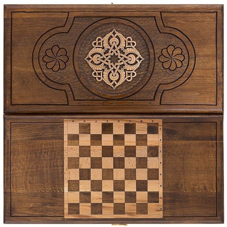 Нарды резные "Золотой Узор 1" 50, Mirzoyan