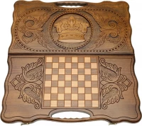 Нарды резные &quot;Корона&quot; с ручкой, Haleyan