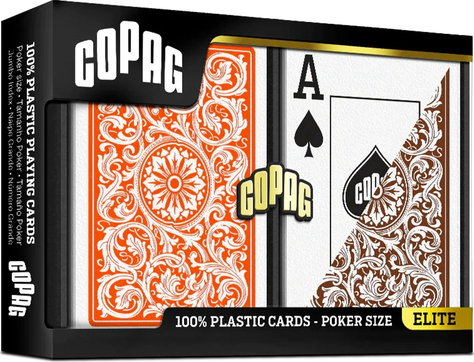Карты "1546 Plastic Poker Size Jumbo Index orange/brown Double-Deck Set"