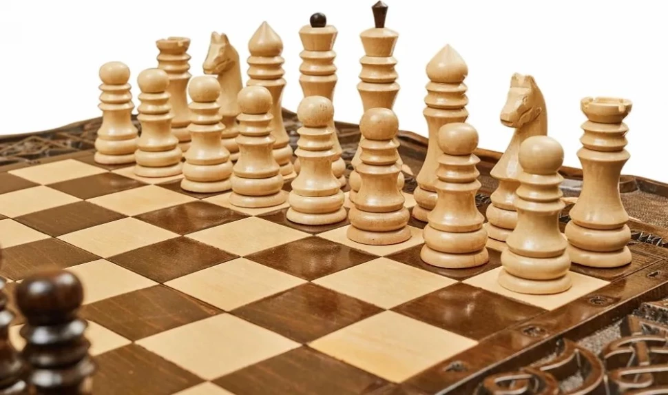 Шахматы + нарды резные с Араратом 2, ручкой, Haleyan