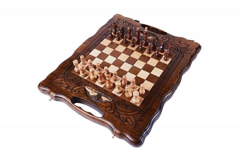 Шахматы + нарды резные с Араратом 30 с ручкой, Haleyan