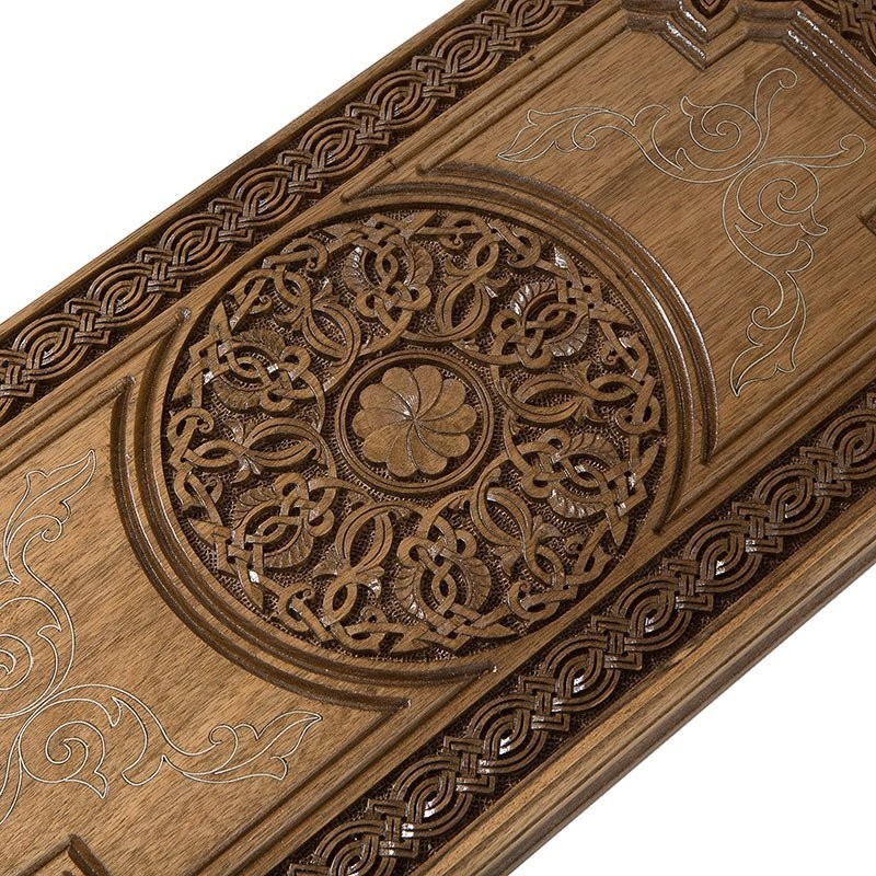 Нарды резные "Армянский узор" с серебром 60 орех, Haleyan