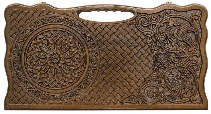 Нарды резные "Армянский узор 6" с ручкой 60, Haleyan