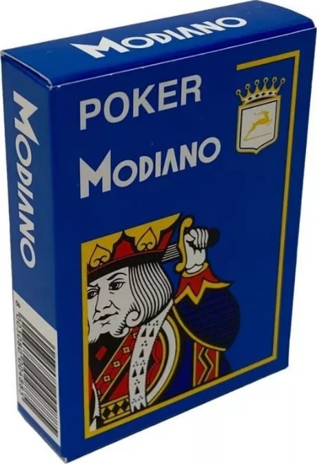 Карты "Modiano Poker" 100% plastic 4 jumbo index blue