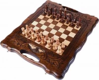 Шахматы + нарды резные с Араратом 30 с ручкой, Haleyan