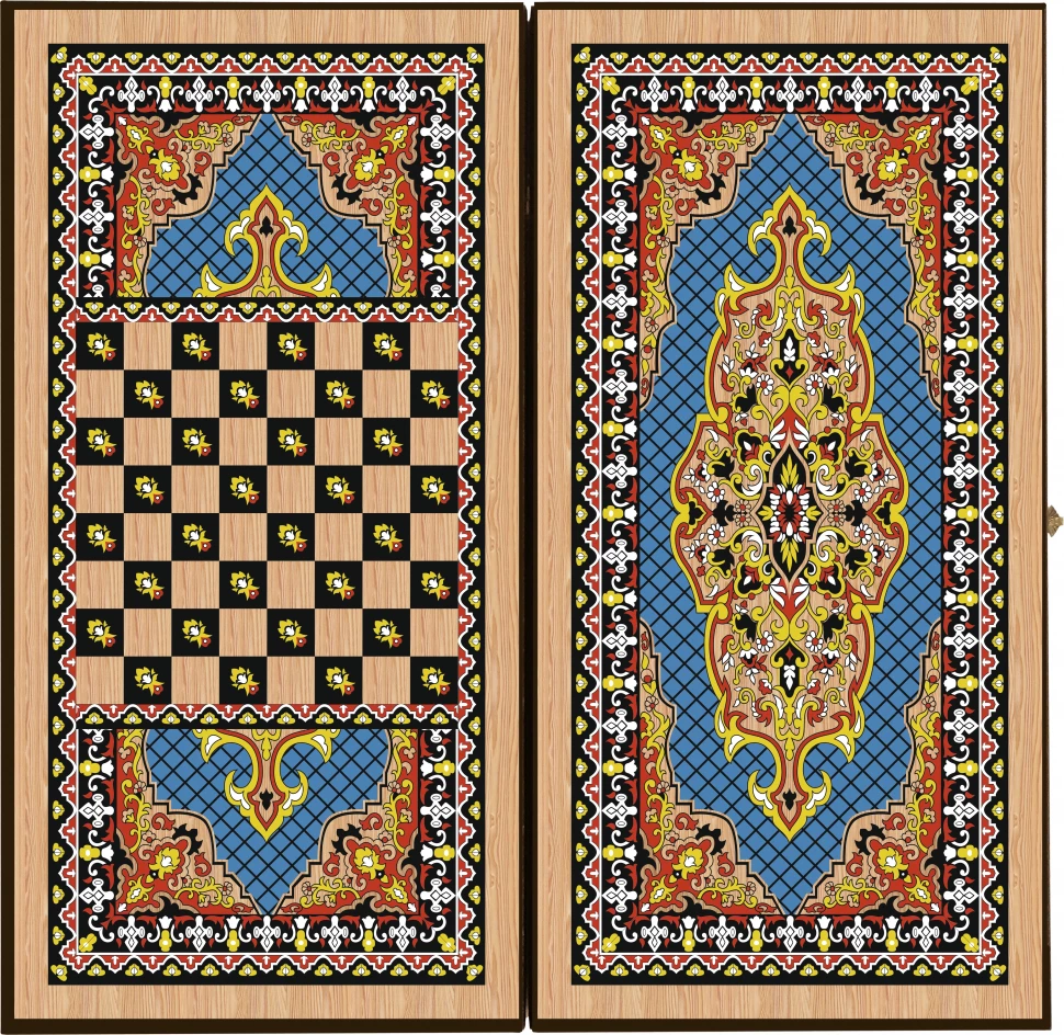 Нарды + Шашки Сирия Голубые средние (Россия, дерево, 50 см), Partida