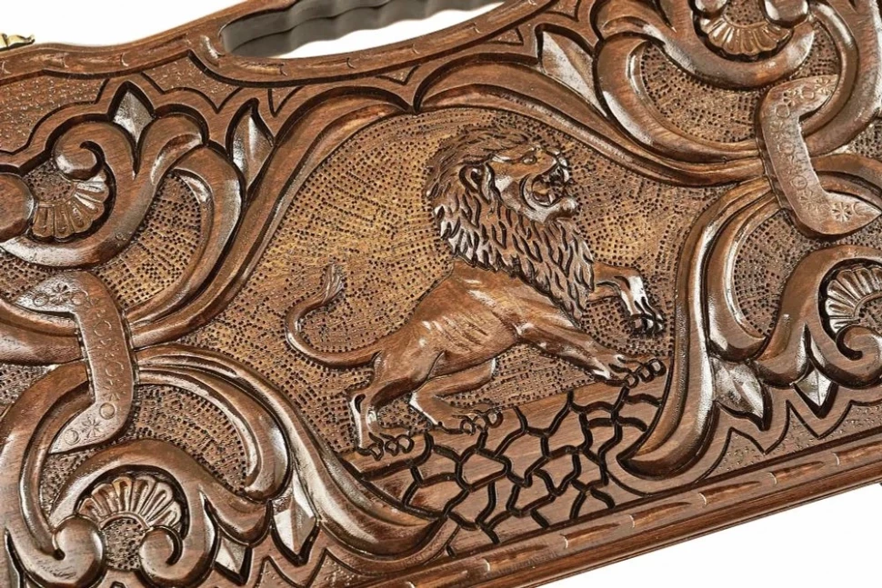 Нарды резные "Лев" с ручкой 50, Haleyan