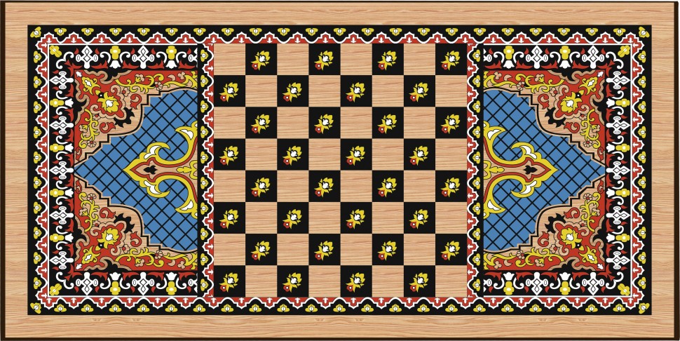 Нарды + Шашки Сирия Голубые малые (Россия, дерево, 40 см), Partida