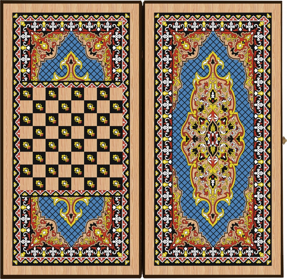 Нарды + Шашки Сирия Голубые малые (Россия, дерево, 40 см), Partida