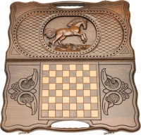 Нарды резные &quot;Лошадь&quot; с ручкой 50, Haleyan