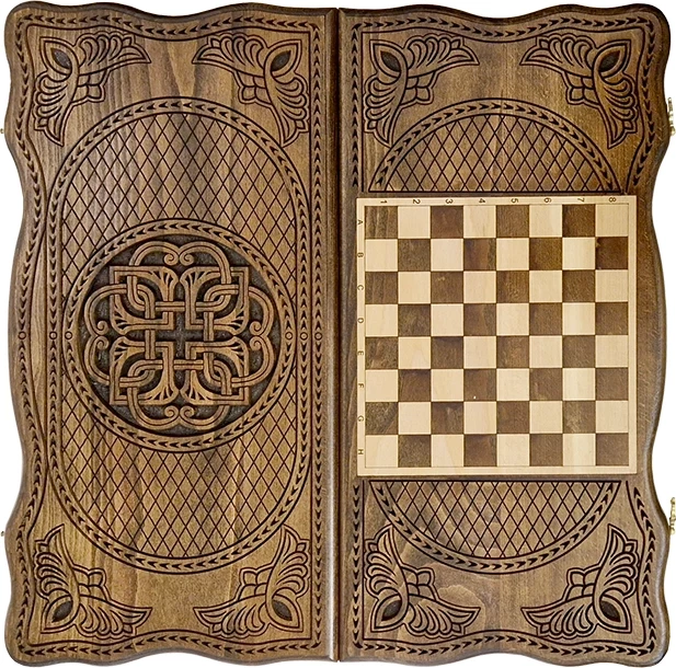 Нарды резные "Тёмный Узор 4" 50, Mirzoyan