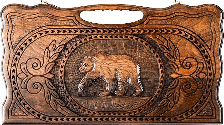 Нарды резные "Медведь" с ручкой 50, Haleyan