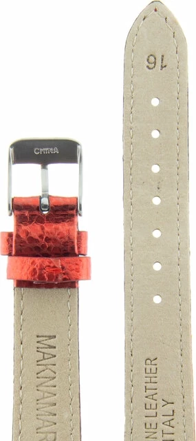 Ремешки maknamara 16 мм красн блеск сер заст mp-16082