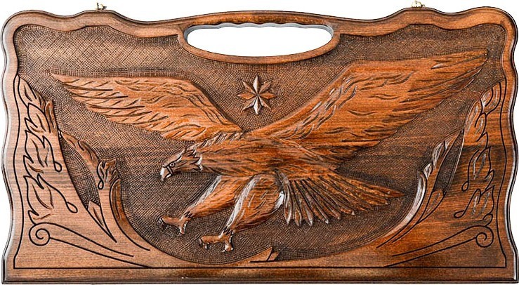 Нарды резные "Летящий Орел" с ручкой 60, Haleyan