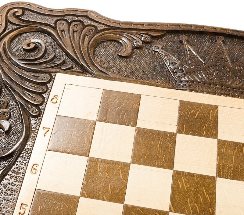 Шахматы + нарды резные "Корона" 60, Haleyan