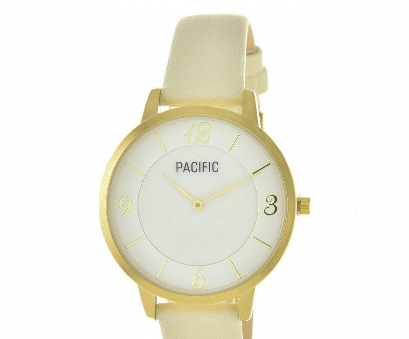 Наручные часы pacific x6179 корп-золот циф-перл/желт рем бел
