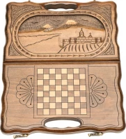 Нарды резные &quot;Арарат и Хор Вирап&quot; с ручкой 30, Haleyan