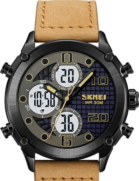 Наручные часы skmei 1975ltbnwt light brown/white-leather