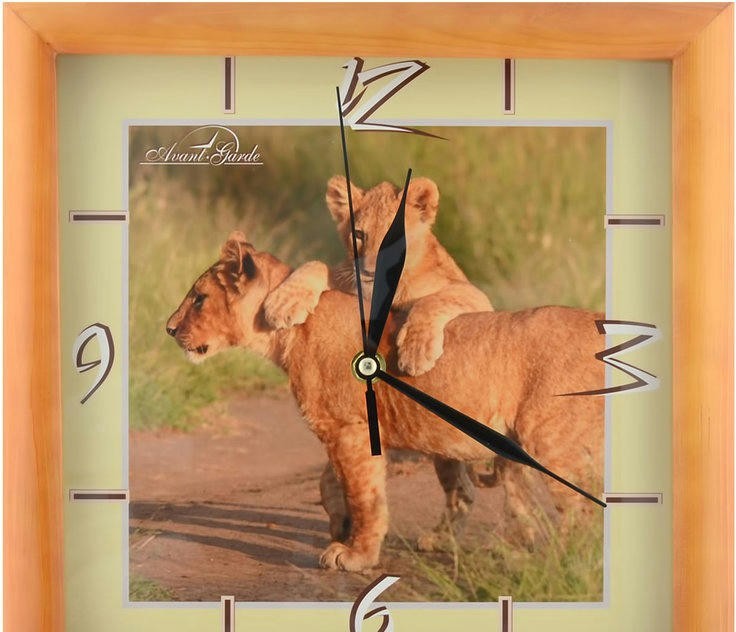 Настенные часы АВАНГАРД 1Т Львы (дерев)