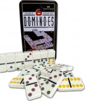 Домино в железном боксе, 6 цветных точек, Partida 19х12 см, костяшка 5х2,5 см