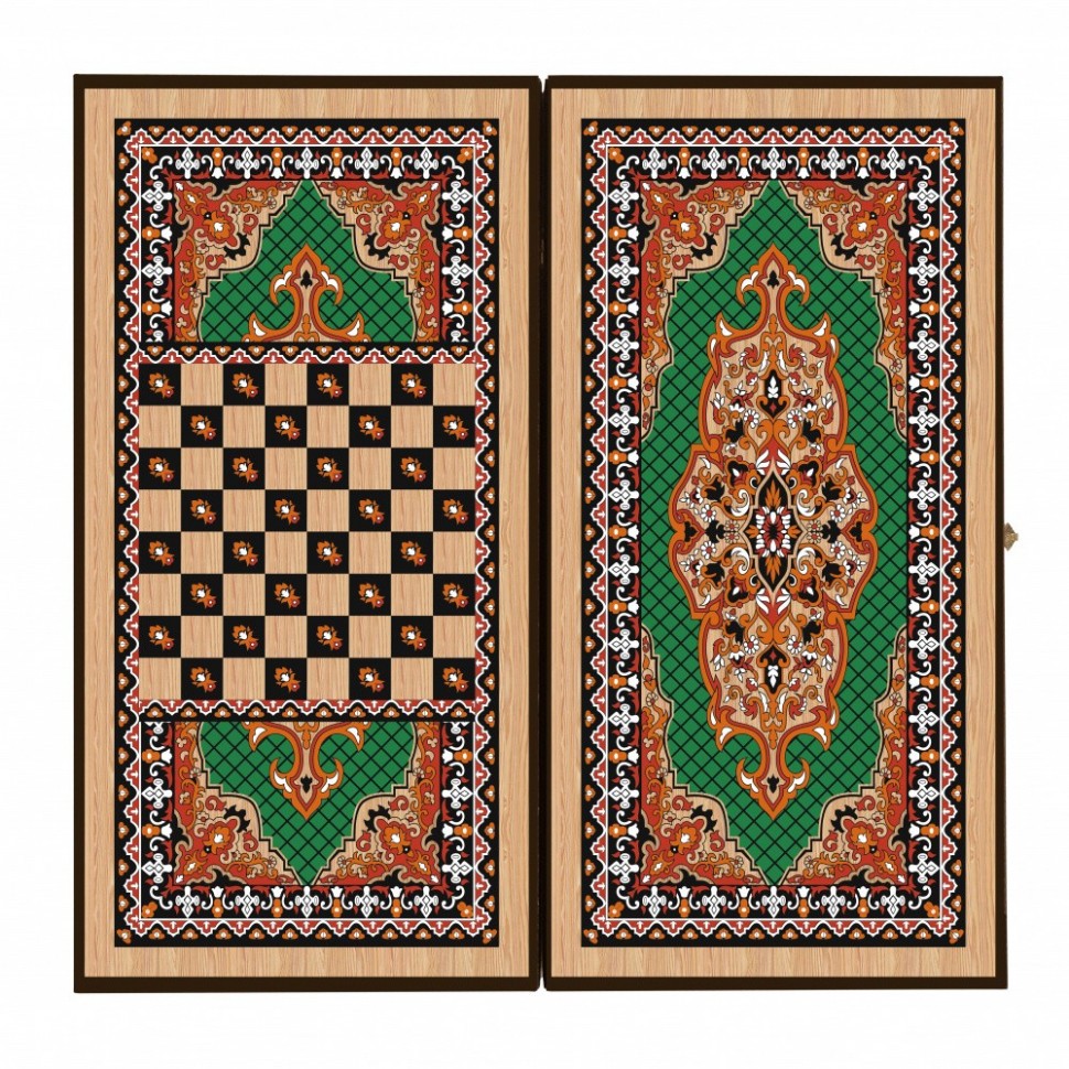 Нарды + Шашки Сирия Зеленые средние (Россия, дерево, 50 см), Partida