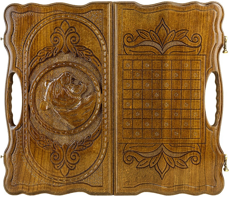 Нарды резные "Тигр" с ручкой 40, Haleyan