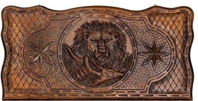 Нарды резные "Лев с добычей", Mirzoyan