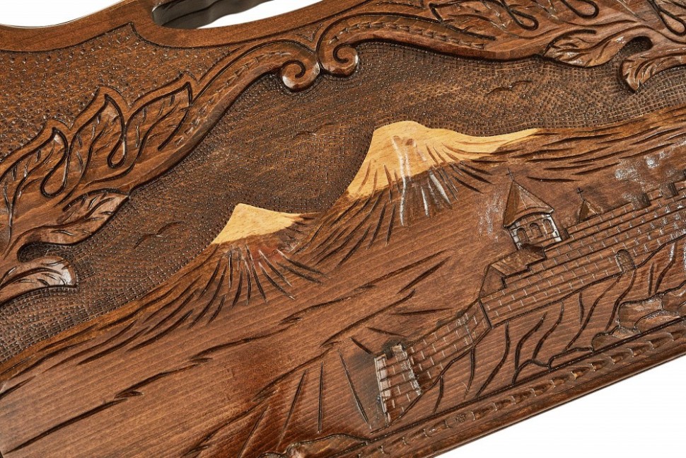 Нарды резные "Арарат и Хорвирап 2" с ручкой 60, Haleyan