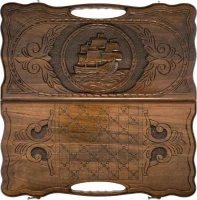 Нарды резные &quot;Корабль&quot; с ручкой 50, Haleyan